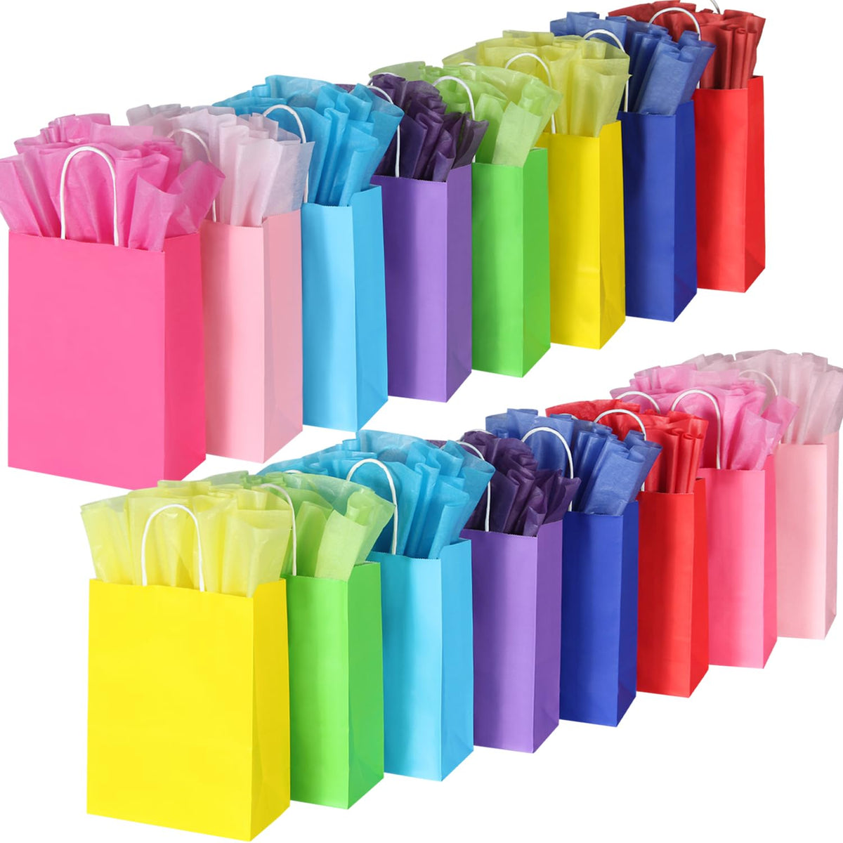 BLEWINDZ frente del paquete mostrando todas las bolsas y papeles de seda, ideal para preparar regalos