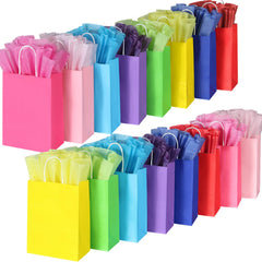 BLEWINDZ frente del paquete mostrando todas las bolsas y papeles de seda, ideal para preparar regalos