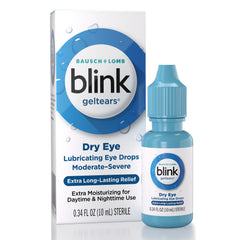 Envase BLINK GelTears frontal mostrando el diseño y tamaño portátil para alivio inmediato