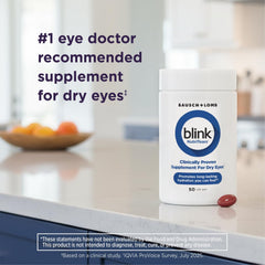 Blink frasco junto a moneda para comparar tamaño y cantidad
