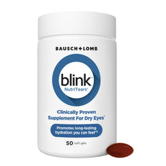 Blink frasco frontal mostrando 50 cápsulas para alivio hidratación