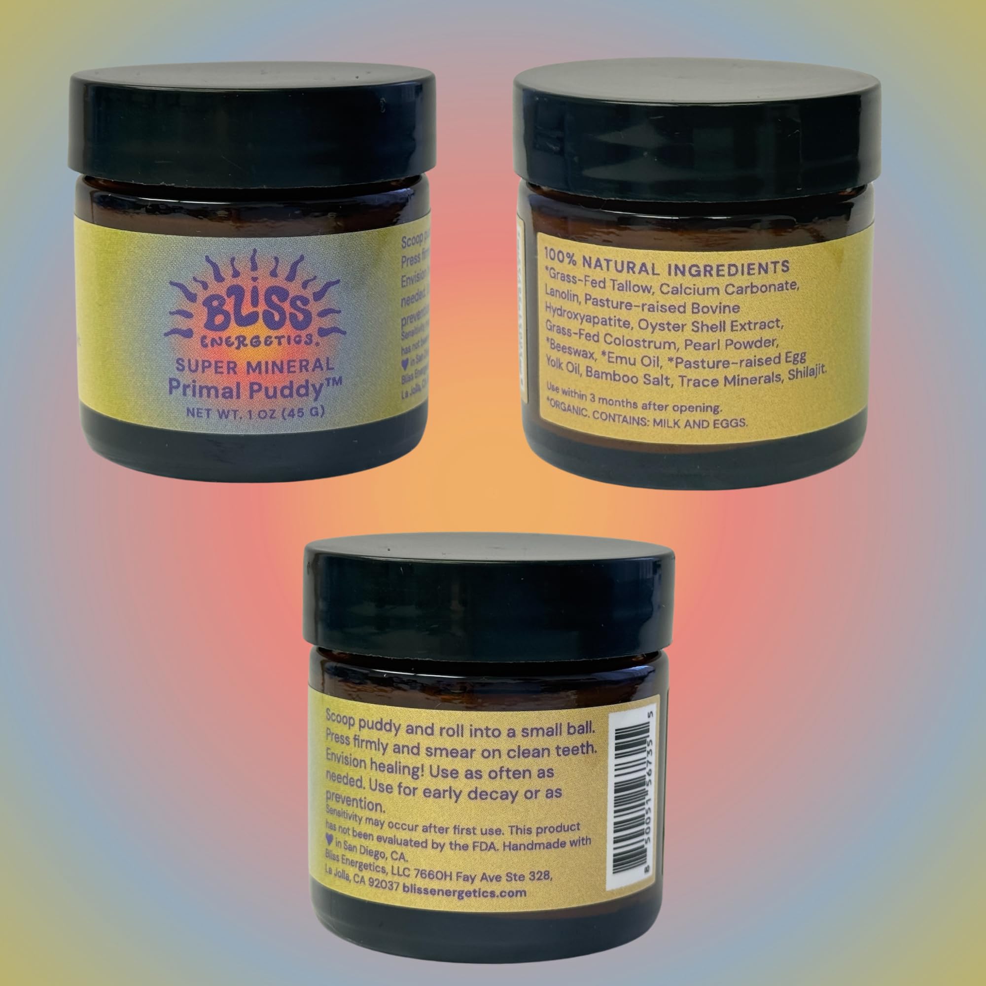 Bliss Energetics caja y utensilio aplicador presentados como kit práctico