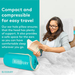 BLISSBURY ambiente de dormitorio mostrando la almohada en uso nocturno