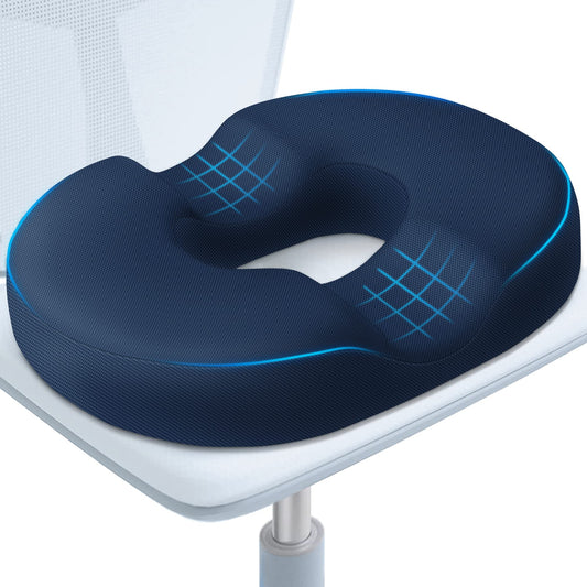 BlissTrends cojín donut frontal mostrando la forma ergonómica y comodidad