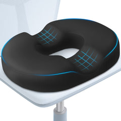 BlissTrends cojín donut frontal mostrando forma en U y soporte ergonómico