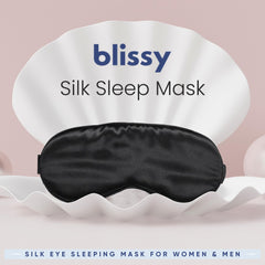 BLISSY ambiente dormitorio con antifaz sobre almohada para rutina nocturna relajante