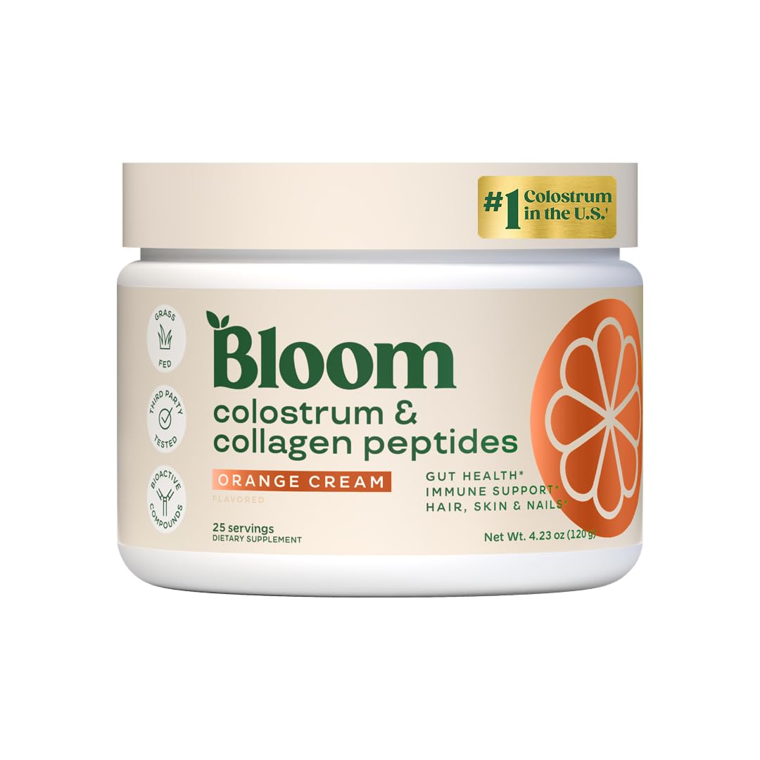 Bloom Nutrition frasco frontal mostrando diseño y 25 raciones
