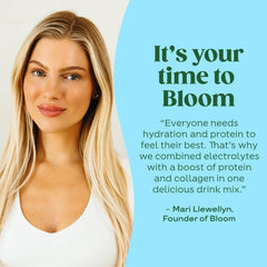 Bloom Nutrition sobres en bolso de viaje, hidratación conveniente para desplazamientos