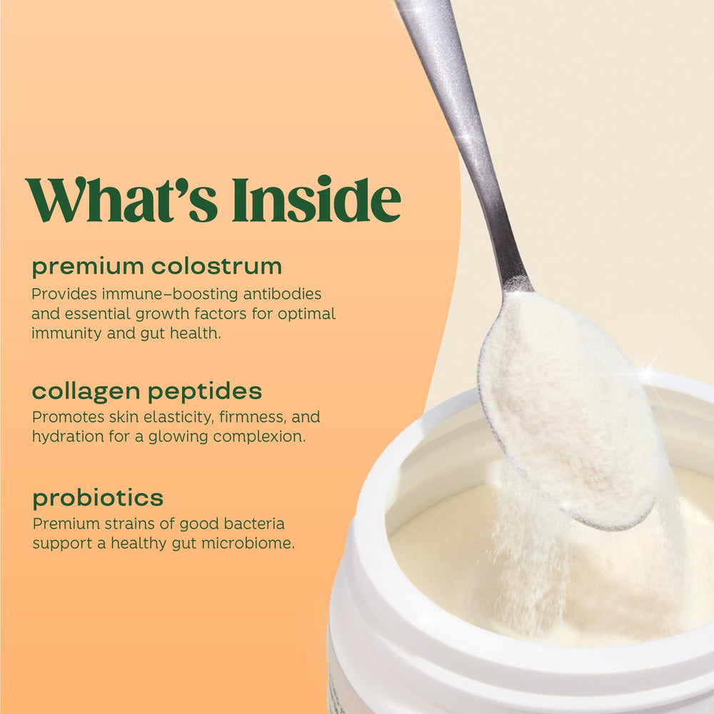 Bloom Nutrition etiqueta con información nutricional y orígenes