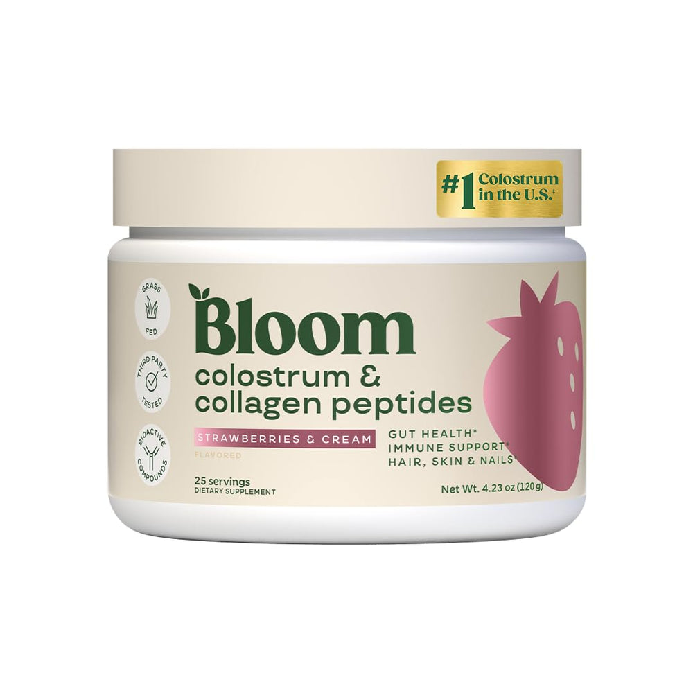 Bloom Nutrition envase frontal mostrando el producto y beneficios claros