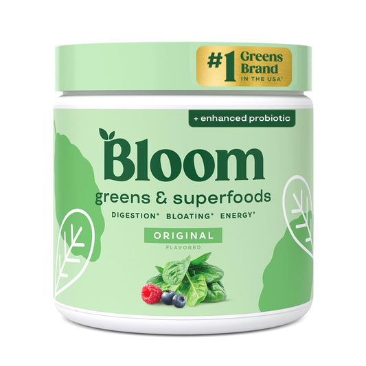 Bloom Nutrition frente del envase mostrando etiqueta y beneficios visibles