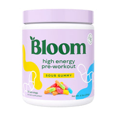 Bloom Nutrition bote frontal Sour Gummy mostrando diseño y porciones