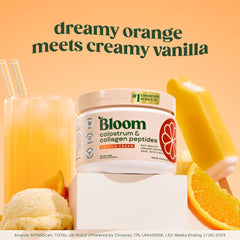 Bloom Nutrition polvo textura en close-up muestra mezcla fina