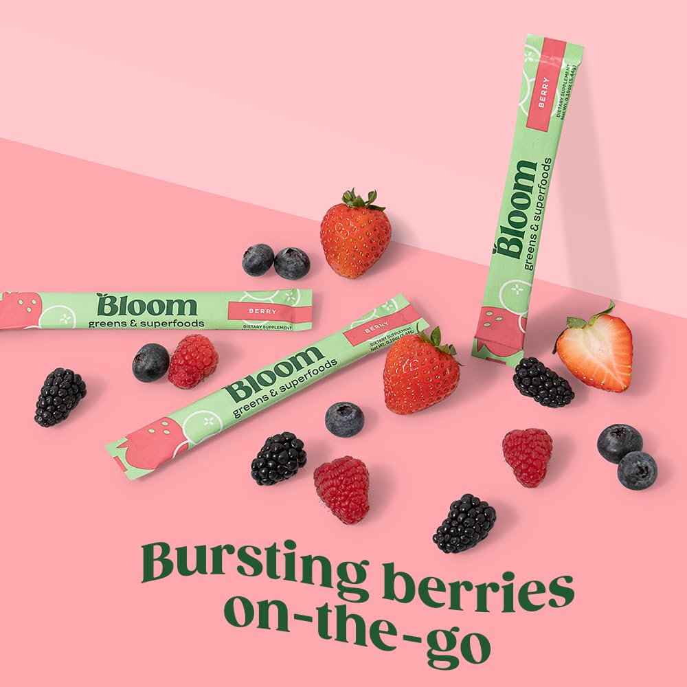 Bloom Nutrition sobre individual abierto listo para mezclar y facilitar consumo diario