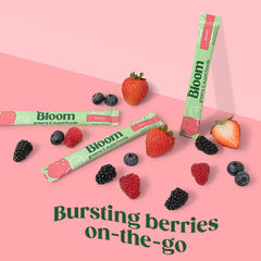 Bloom Nutrition sobre individual abierto listo para mezclar y facilitar consumo diario