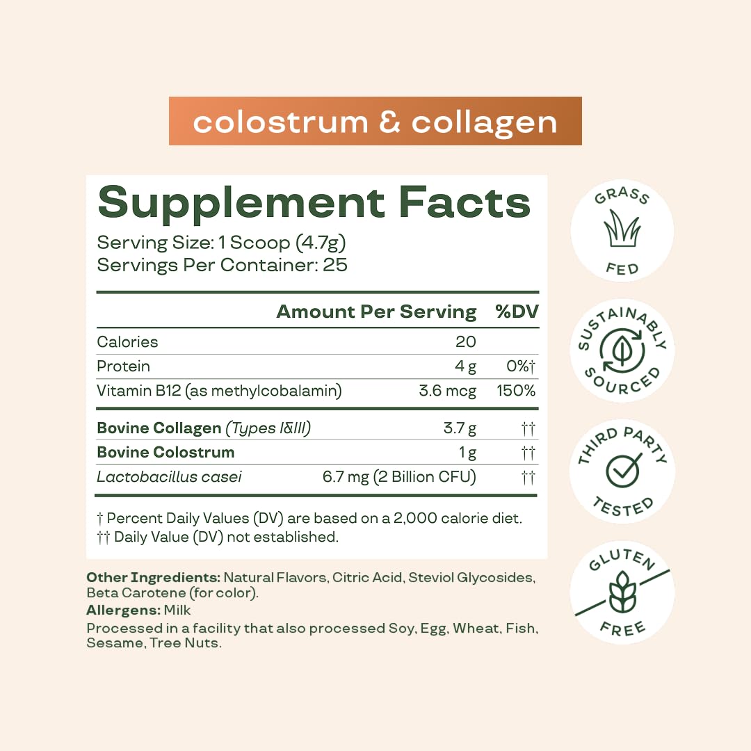 Bloom Nutrition cucharada con polvo para comparar tamaño de servicio