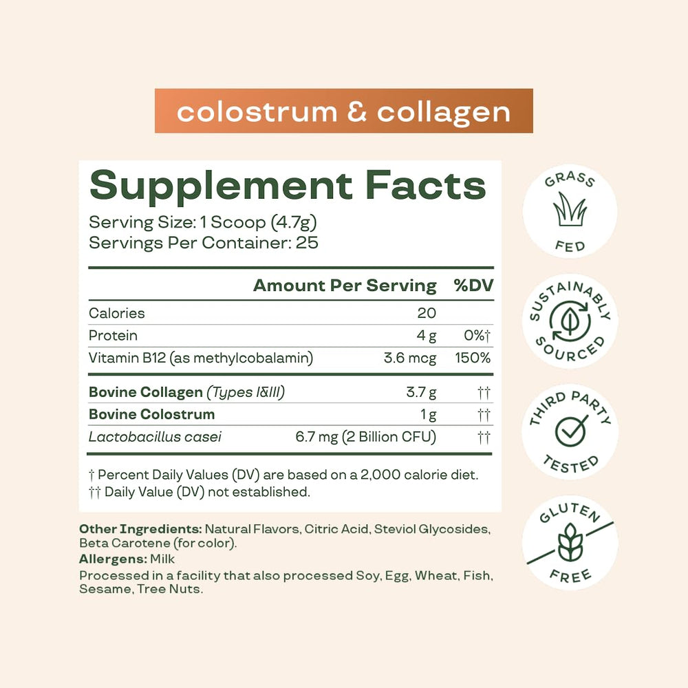 Bloom Nutrition cucharada con polvo para comparar tamaño de servicio