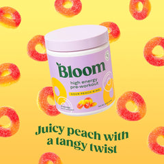 Bloom Nutrition textura del polvo en primer plano que destaca mezcla fina y sin grumos para disolver fácil