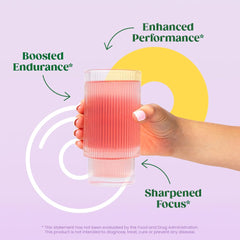 Bloom Nutrition vaso preparado en uso antes de entrenar mostrando energía y concentración inmediata