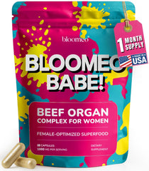 bloomeo frente del empaque mostrando diseño y beneficio de balance femenino