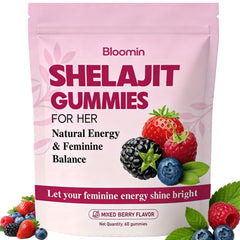 Bloomin Gummies paquete frontal mostrando diseño y beneficio energía
