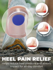 BloomLab lifestyle usuario de oficina con gel heel cups, reduce fatiga