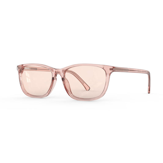 Bloomoak gafas frontal en rosa coral mostrando forma y estilo cómodo