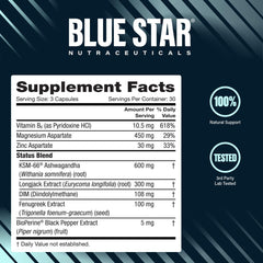 Blue Star Nutraceuticals botella junto a moneda para comparar tamaño y duración