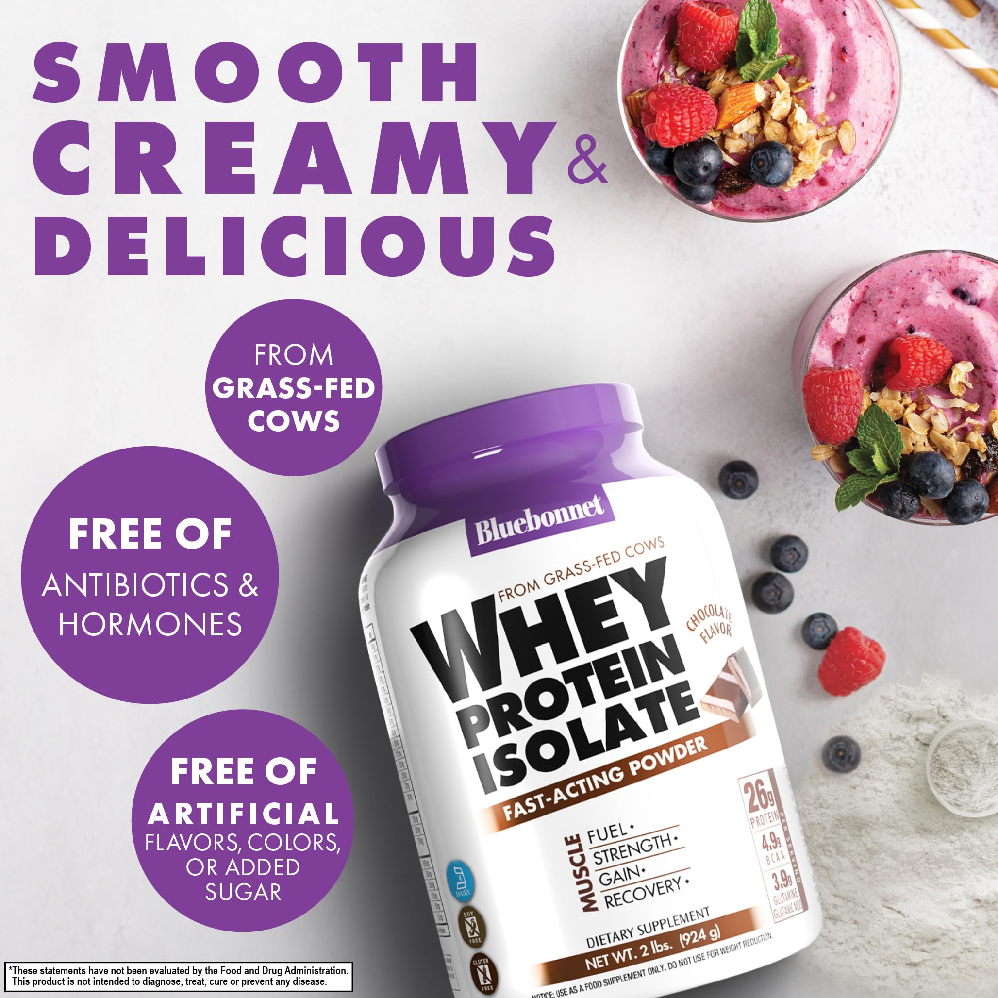 BlueBonnet batido de chocolate en vaso listo para recuperación