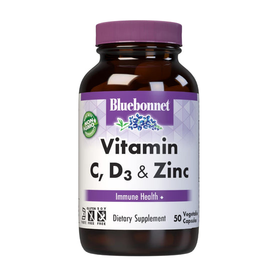BlueBonnet Nutrition Vitamina C-D3-Zinc en botella para apoyo inmunitario diario