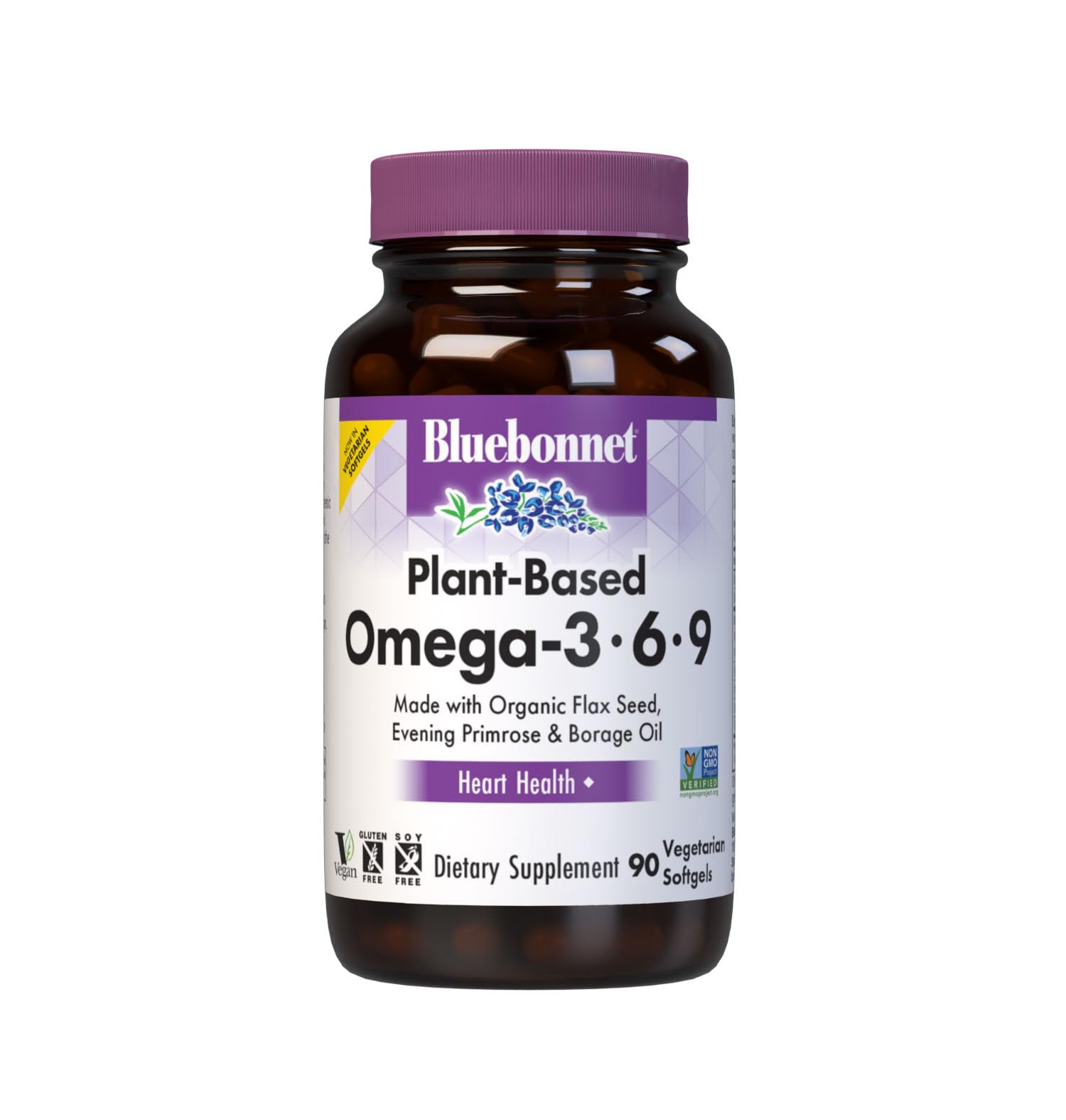 BlueBonnet Omega 3-6-9, botella prensado en frío, apoya la salud cardíaca.