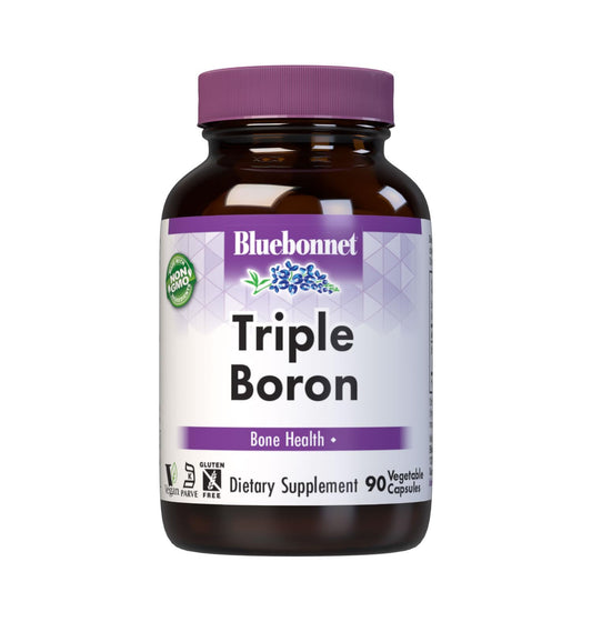 BlueBonnet Triple Boron cápsulas blancas para apoyar la absorción de calcio.