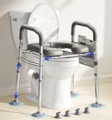 Bluelog asiento elevador frontal mostrando diseño estable y beneficio de seguridad