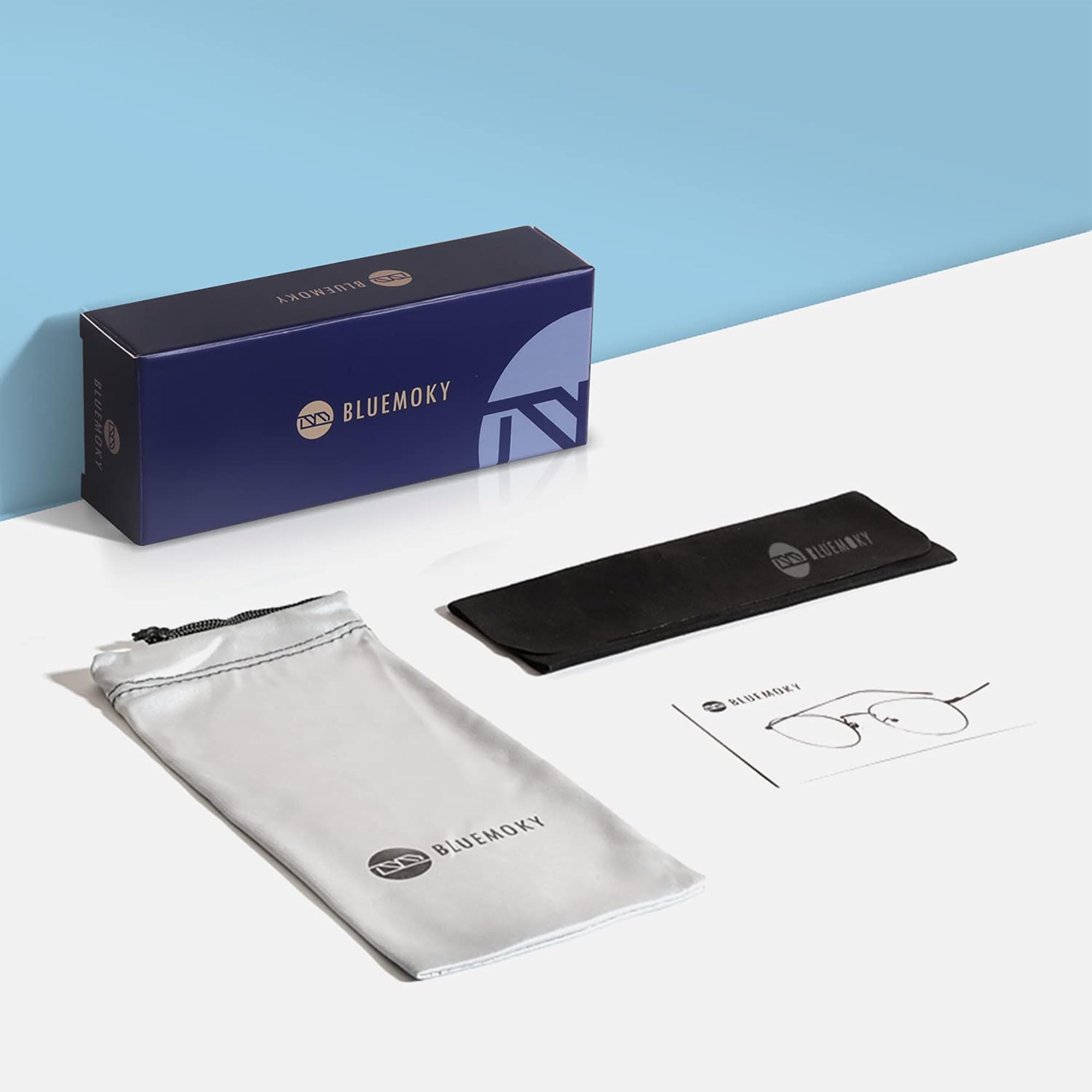 BLUEMOKY empaquetado con funda y paño, protección y mantenimiento