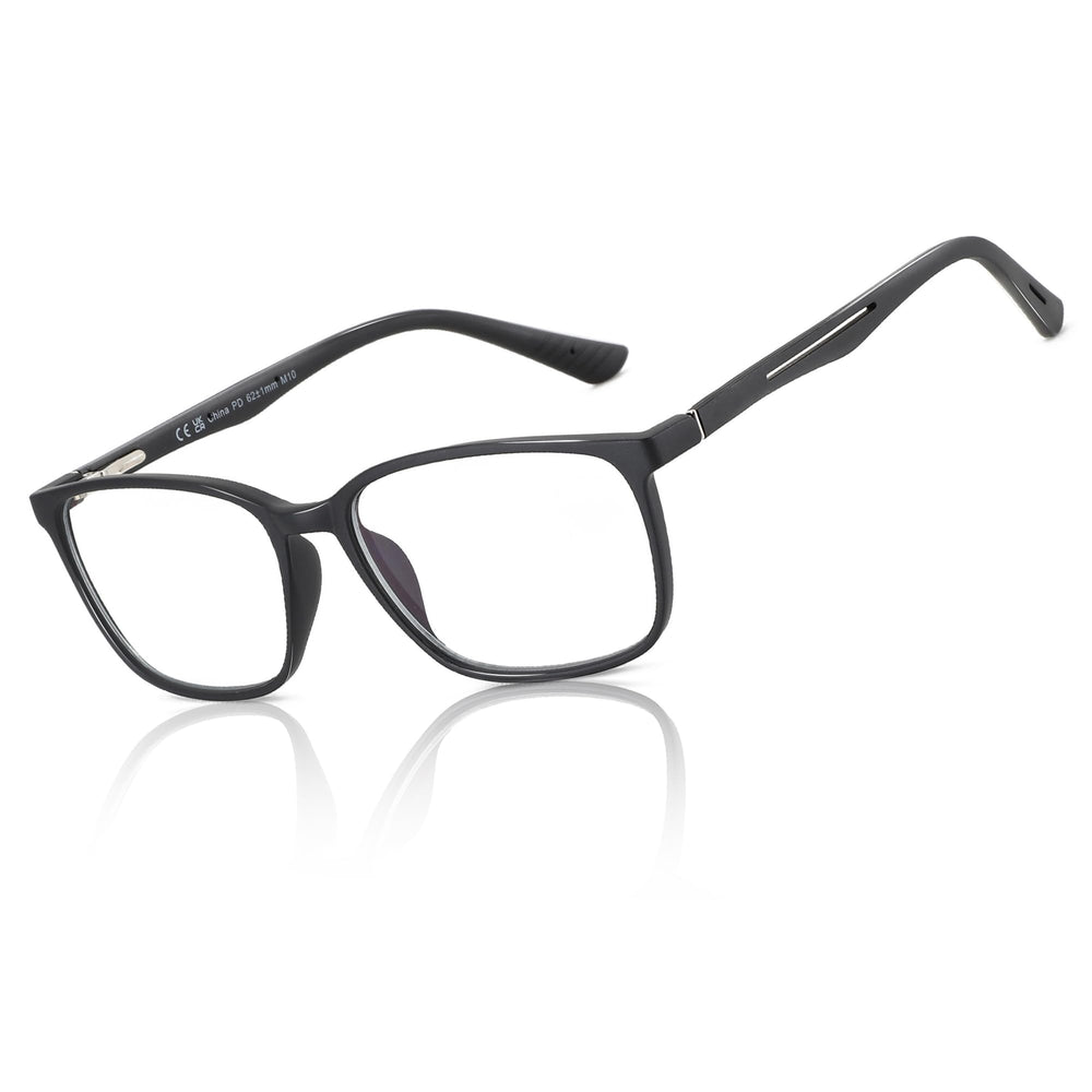 BLUEMOKY vista frontal gafas negras, estilo clásico y profesional