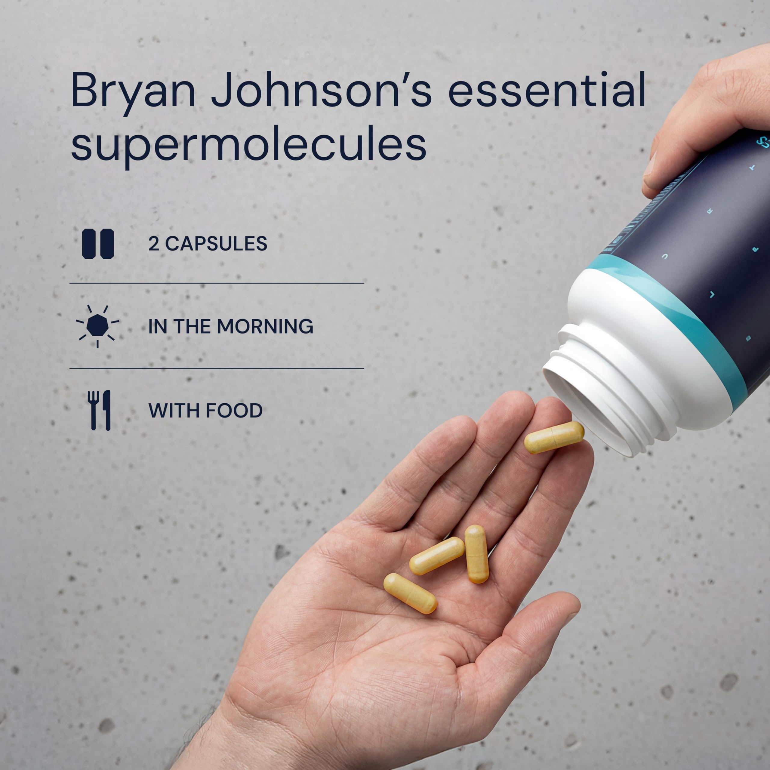 Blueprint Bryan Johnson cápsula integrada en rutina matutina para conveniencia