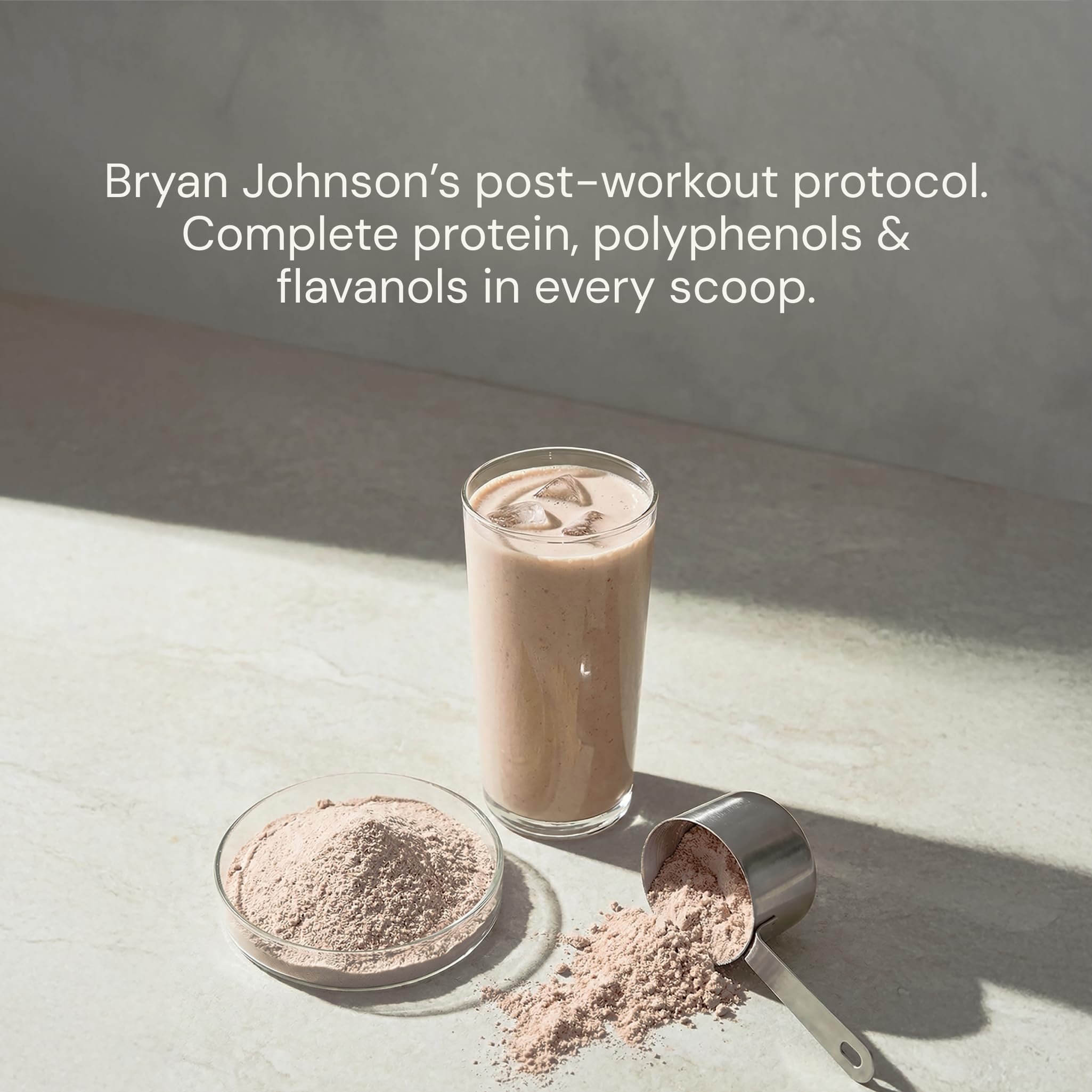 Blueprint Bryan Johnson etiqueta nutricional destacando ingredientes limpios