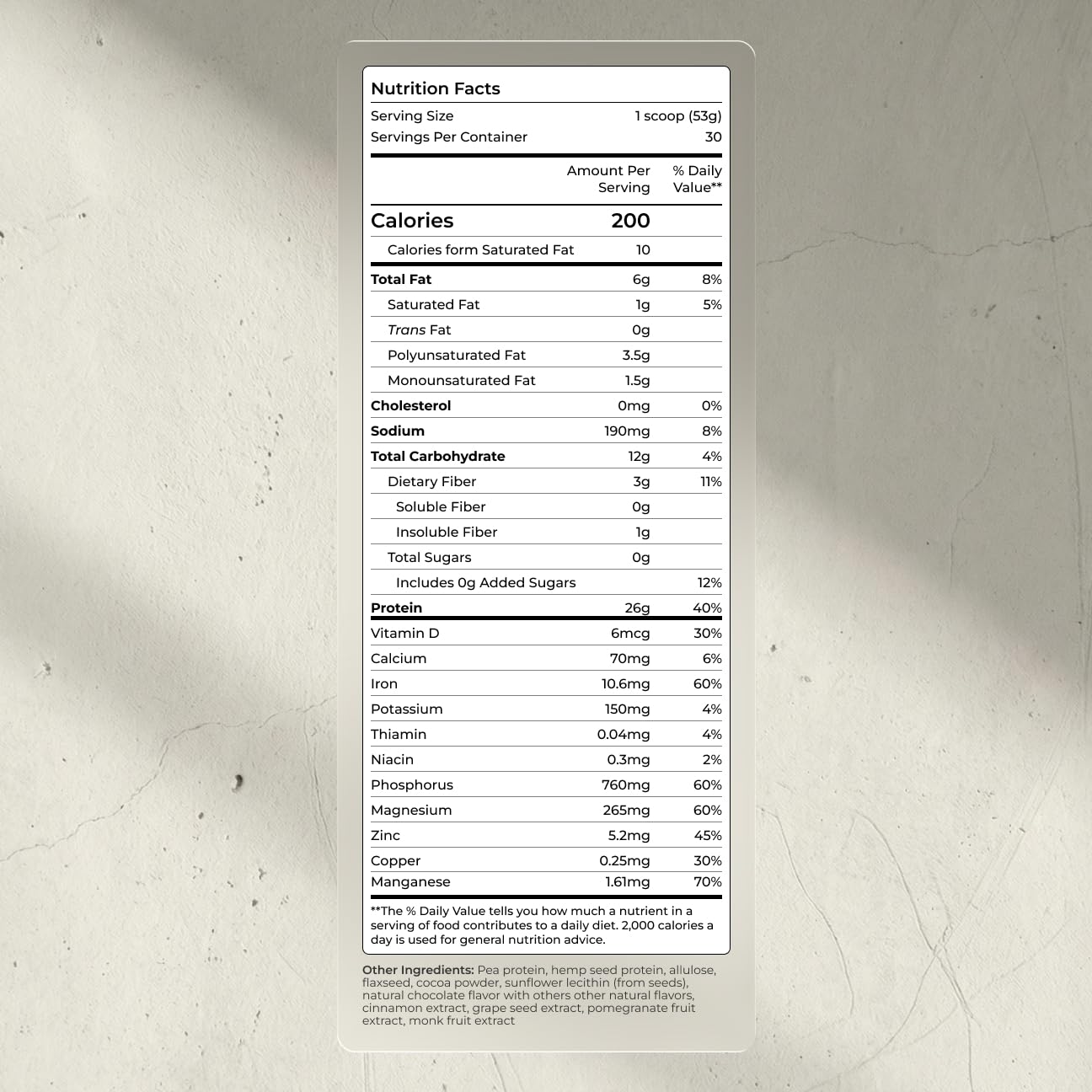 Blueprint Bryan Johnson primer plano del polvo con cacao para sabor real