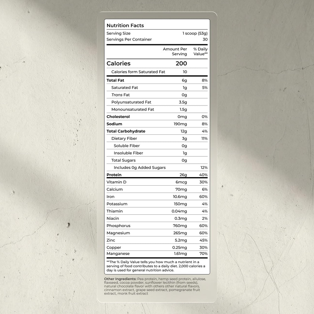 Blueprint Bryan Johnson primer plano del polvo con cacao para sabor real