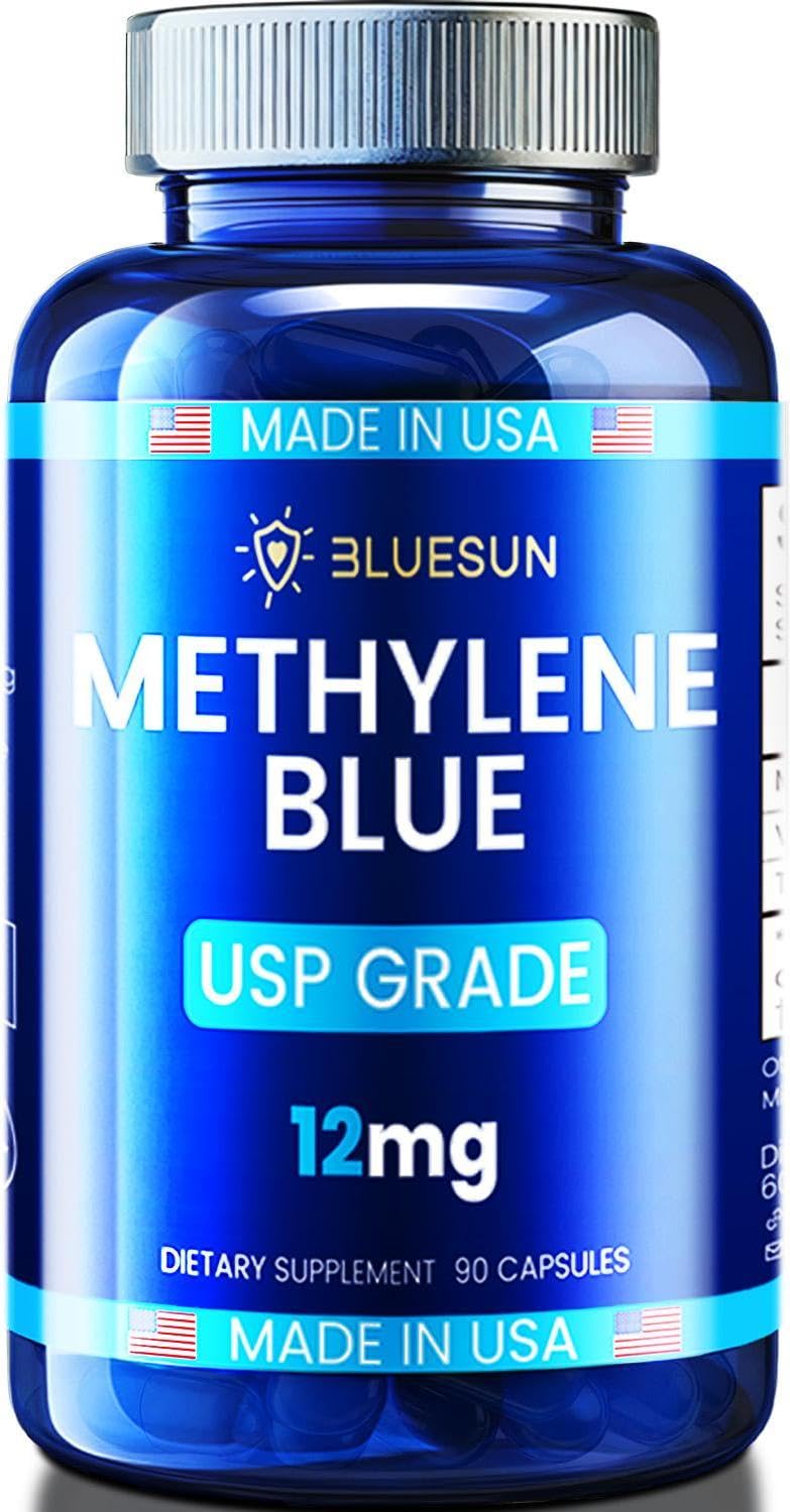 Bluesun frasco delante mostrando 90 cápsulas y etiqueta clara