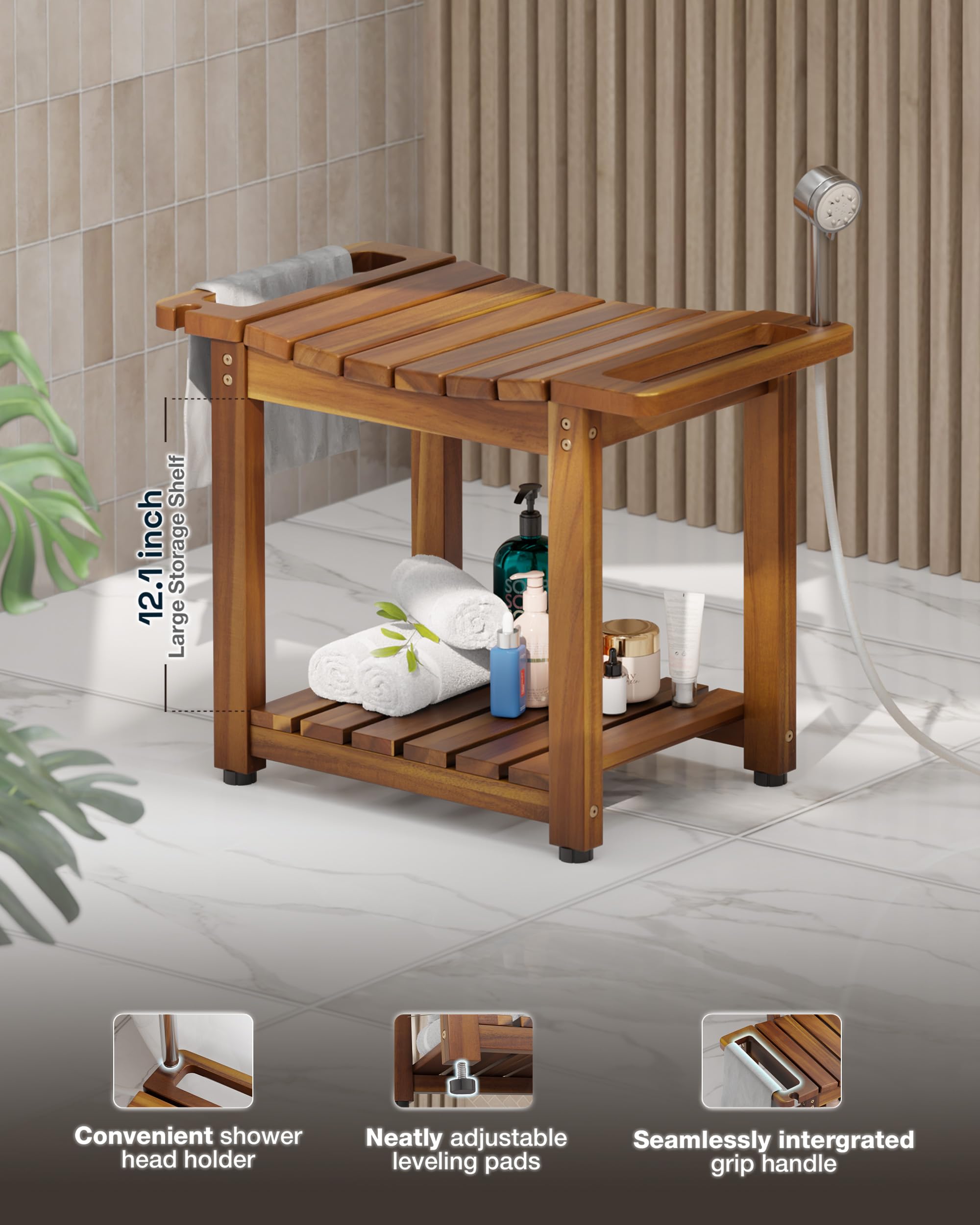 Detalle de veta en madera de acacia Bluewest mostrando durabilidad y acabado