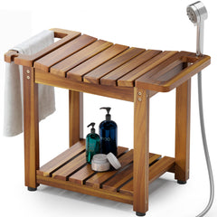 Bluewest banco delantero en acacia natural mostrando asiento estable y elegante