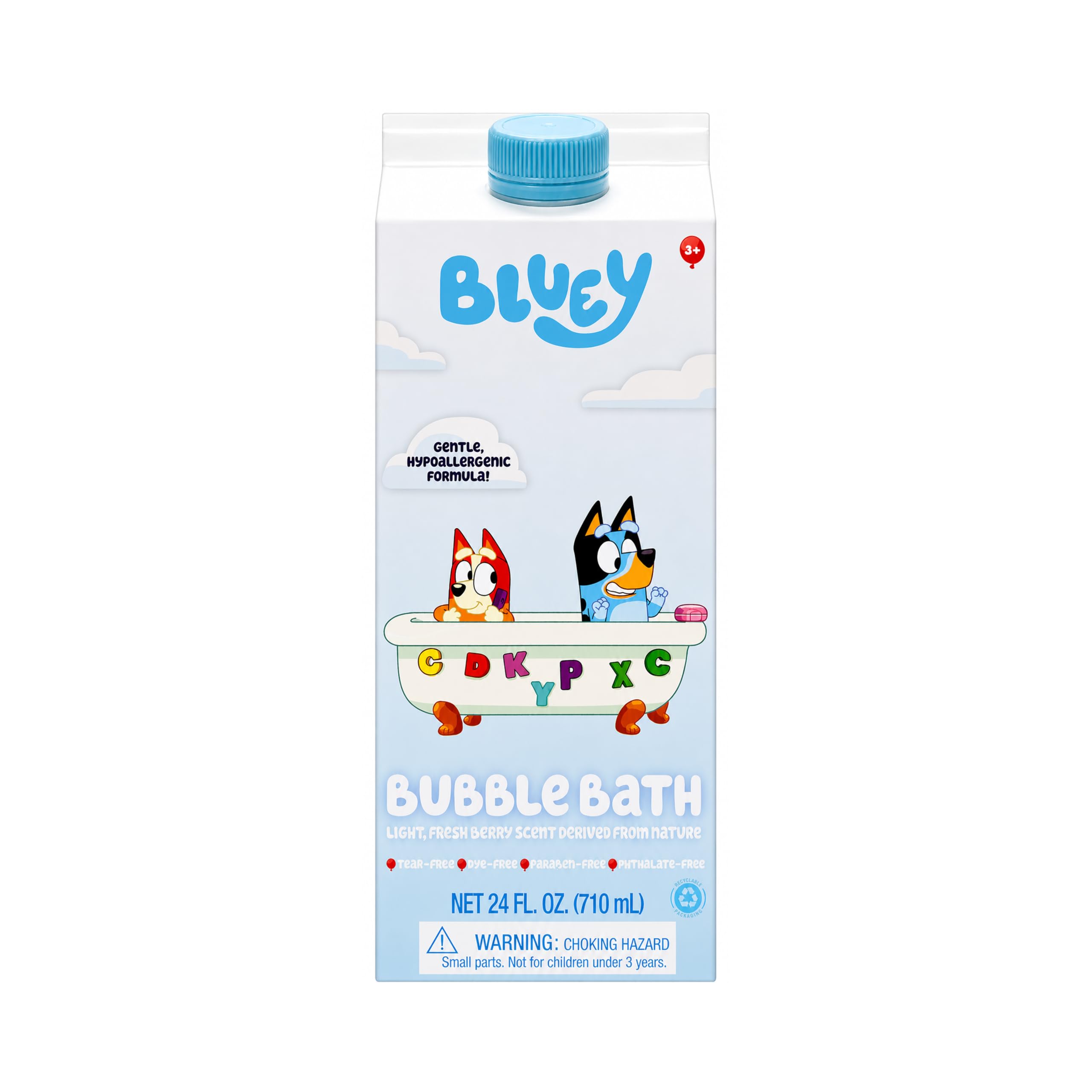 Bluey frontal del envase mostrando diseño y beneficio suave