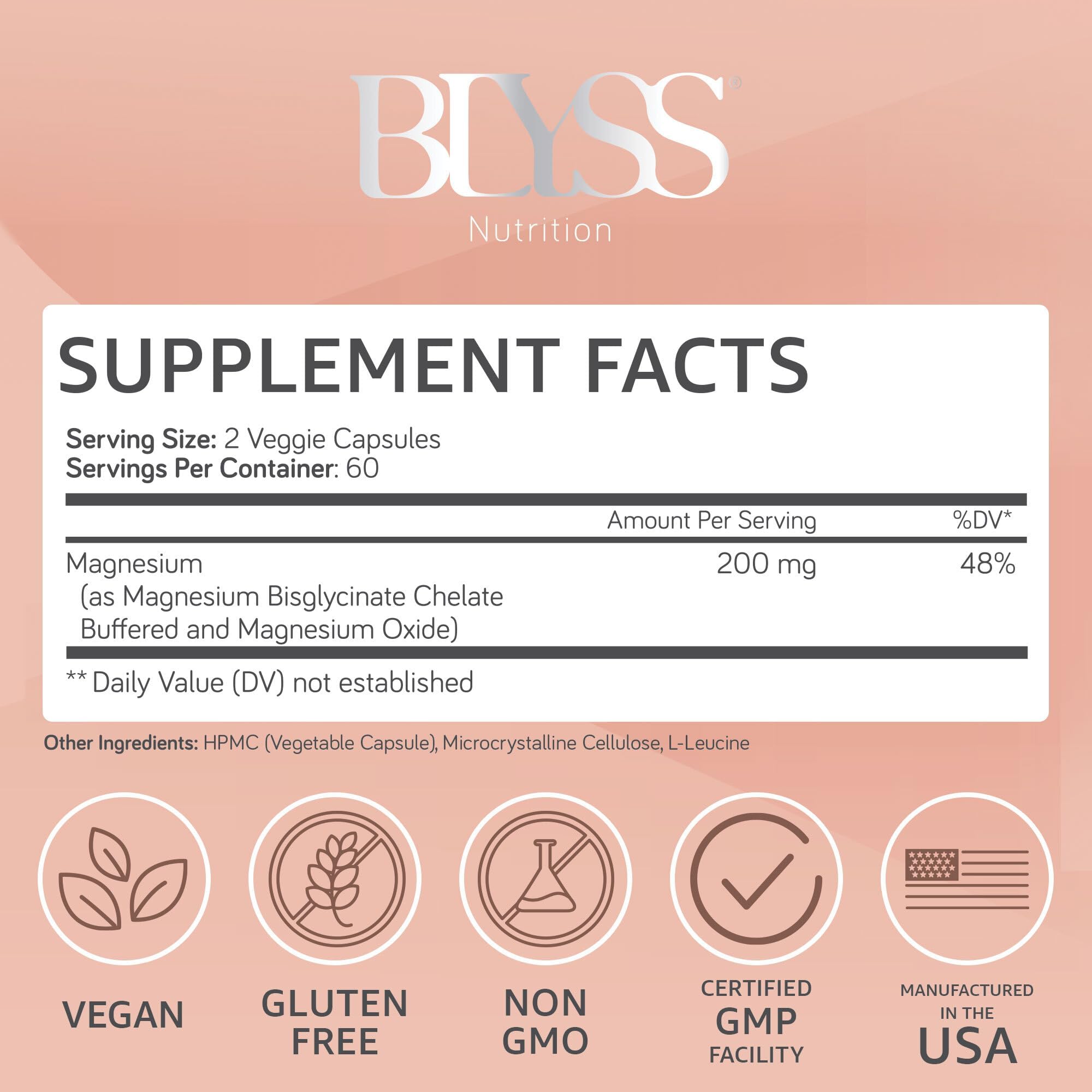 BLYSS Nutrition acercamiento a una cápsula resaltando su superficie suave