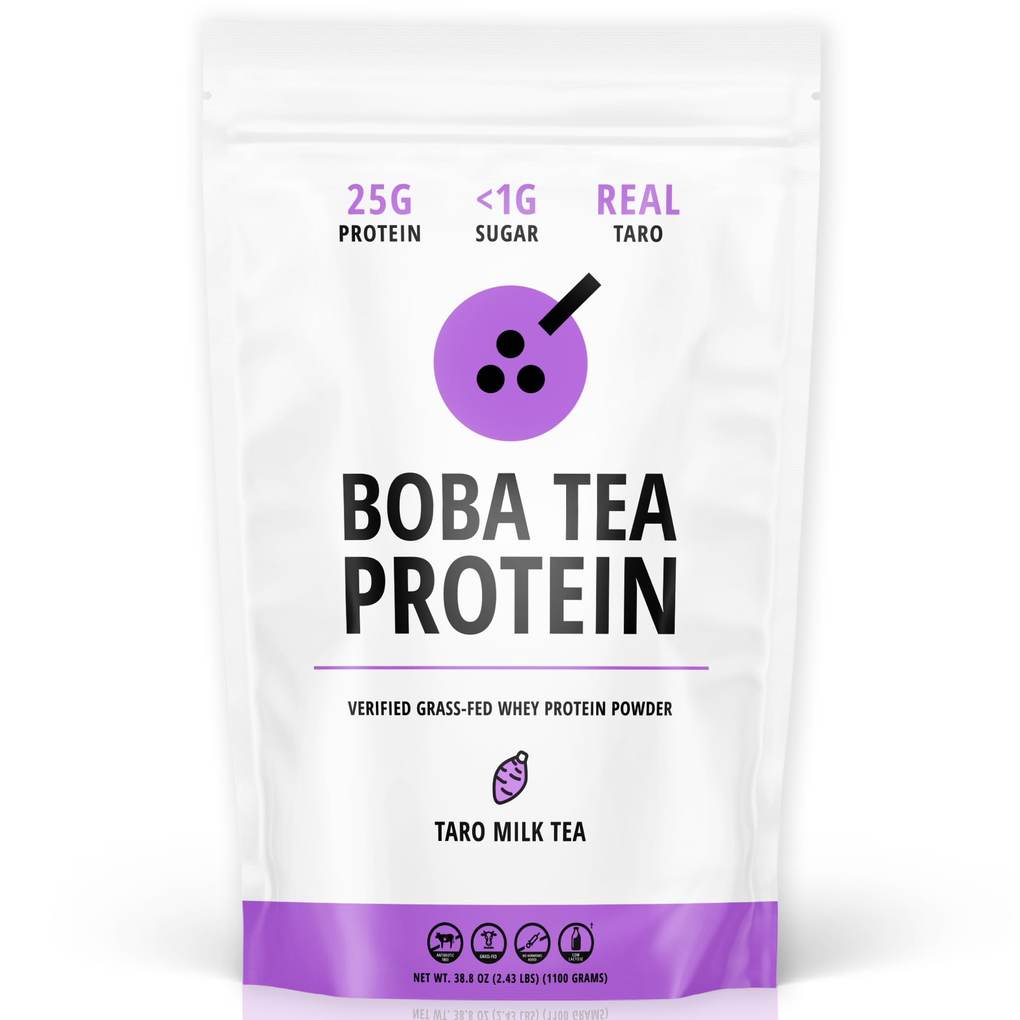 Boba Tea Protein envase frontal con diseño claro y proteína visible