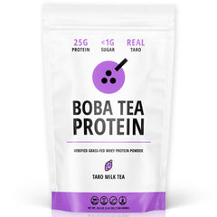 Boba Tea Protein envase frontal con diseño claro y proteína visible