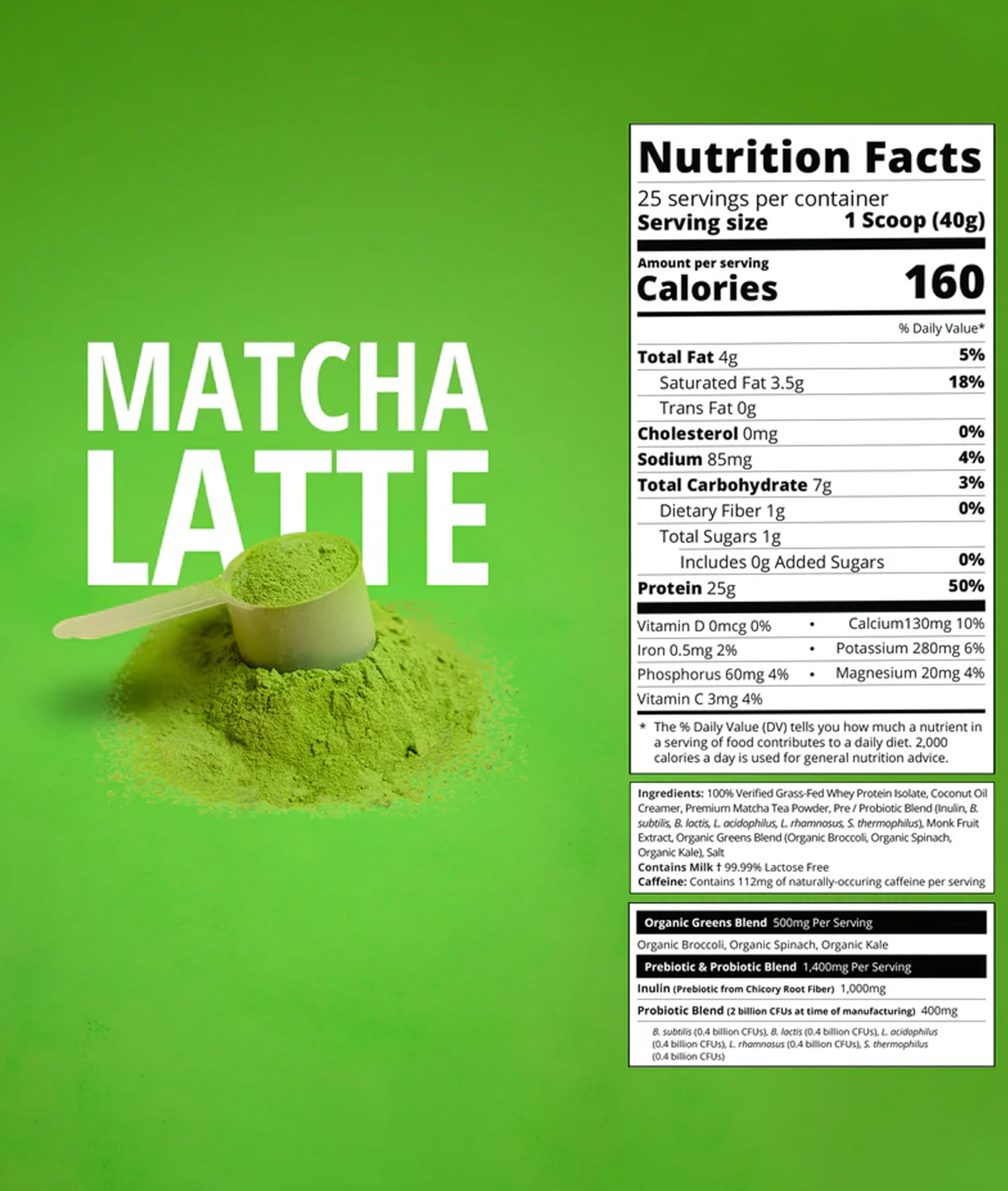 Vaso preparado de Boba Tea Protein Matcha Latte listo para beber