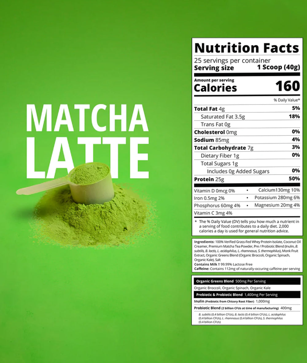 Vaso preparado de Boba Tea Protein Matcha Latte listo para beber