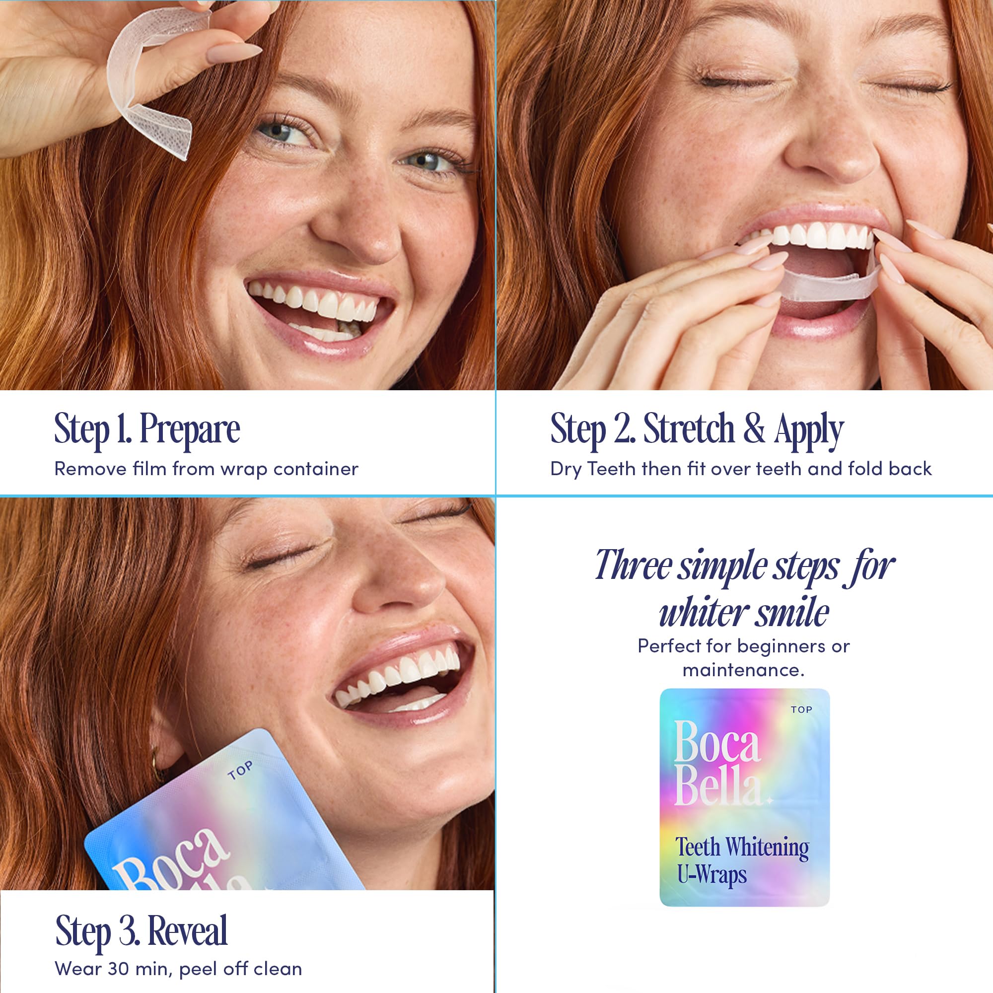 Boca Bella gel blanqueador en primer plano que maximiza contacto
