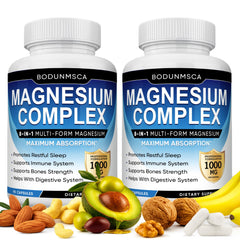 BODUNMSCA envase frontal Magnesio Complex 1000mg mostrando etiqueta clara y beneficios